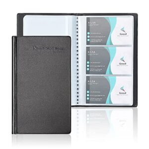 gowall business card holder 240 cards capacity business card organizer, portable business card holders for men & women, business card binder, professional business cards book, name card holder, black