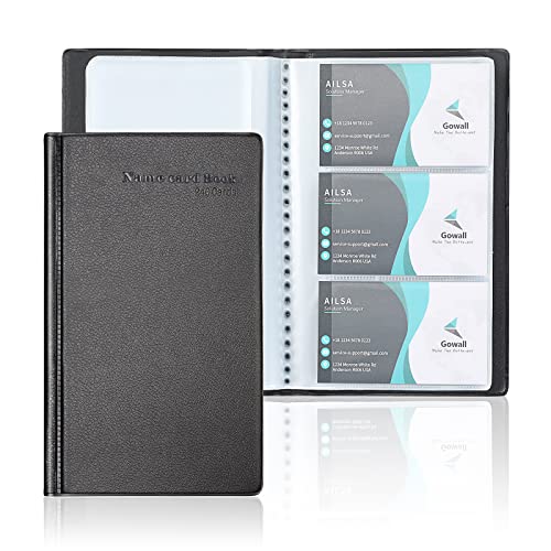 Gowall Business Card Holder 240 Cards Capacity Business Card Organizer, Portable Business Card Holders for Men & Women, Business Card Binder, Professional Business Cards Book, Name Card Holder, Black