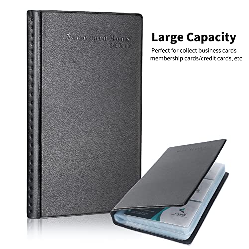 Gowall Business Card Holder 240 Cards Capacity Business Card Organizer, Portable Business Card Holders for Men & Women, Business Card Binder, Professional Business Cards Book, Name Card Holder, Black