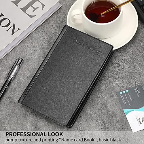 Gowall Business Card Holder 240 Cards Capacity Business Card Organizer, Portable Business Card Holders for Men & Women, Business Card Binder, Professional Business Cards Book, Name Card Holder, Black