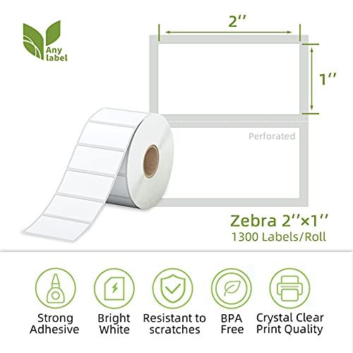 Anylabel Compatible 2" x 1" Direct Thermal Labels Replacement for Barcodes Postage Address Shipping Compatible with Rollo & Zebra Desktop Printers Adhesive & Perforated (12 Rolls, 1300 Labels/Roll)