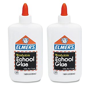 elmer’s washable no-run school glue, 7.625 oz, 1 bottle (e308) – 2 pack