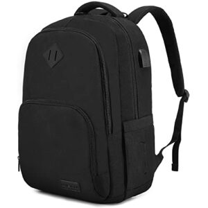 lovevook classic laptop backpack for women men, large capacity college backpacks school bookbag water resistant travel work bag, fit 15.6 inch laptop, black