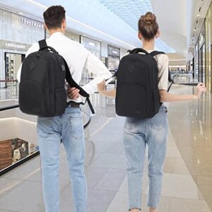 LOVEVOOK Classic Laptop Backpack for Women Men, Large Capacity College Backpacks School Bookbag Water Resistant Travel Work Bag, Fit 15.6 Inch Laptop, Black