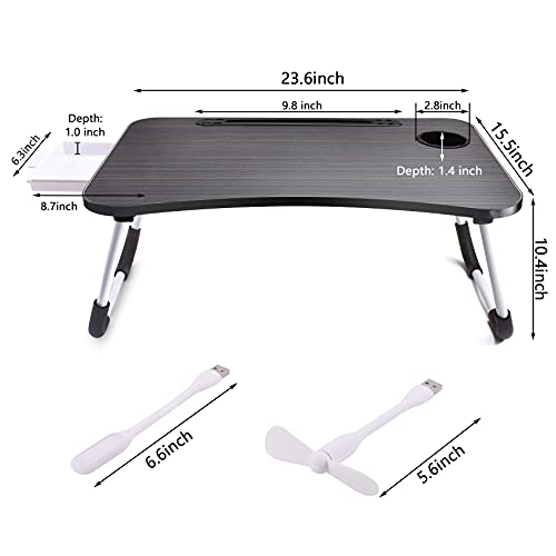 Slendor Laptop Desk Laptop Bed Stand Foldable Laptop Table Folding Breakfast Tray Portable Lap Standing Desk Reading and Writing Holder with Drawer for Bed Couch Sofa Floor