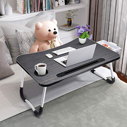 Slendor Laptop Desk Laptop Bed Stand Foldable Laptop Table Folding Breakfast Tray Portable Lap Standing Desk Reading and Writing Holder with Drawer for Bed Couch Sofa Floor