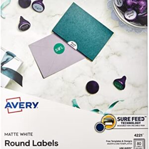 Avery Printable Round Labels with Sure Feed, 3/4" Diameter, Matte White, 800 Customizable Labels (4221)