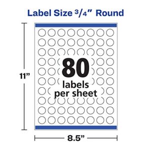 Avery Printable Round Labels with Sure Feed, 3/4" Diameter, Matte White, 800 Customizable Labels (4221)