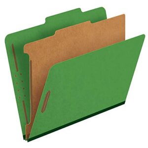 pendaflex® classification folders, 1 divider, 2″ fasteners, letter, dark green, 10/box (23733p)