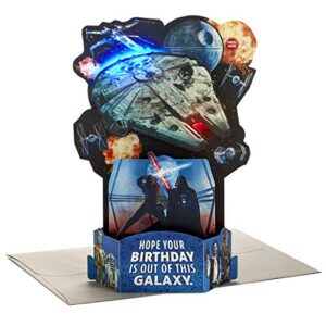 hallmark paper wonder star wars pop up birthday card with music (out of this galaxy, plays star wars theme)