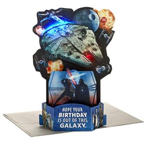 Hallmark Paper Wonder Star Wars Pop Up Birthday Card with Music (Out of this Galaxy, Plays Star Wars Theme)