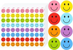 smiley face stickers 1800pieces, happy face stickers 1in/2.5cm, small stickers for kids reward chart (8 colors)