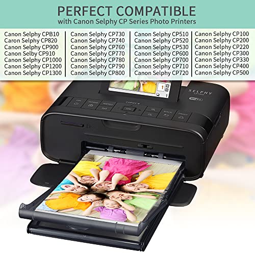 Compatible Canon Selphy CP1300 Ink and Paper KP-108IN KP108 3 Color Ink Cartridges and 108 Sheets 4x6 Photo Paper Glossy for Canon Selphy CP1300, CP1200, CP1000, CP910, CP900 Compact Photo Printers