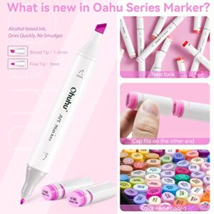 Ohuhu Alcohol Based Art Markers - Double Tipped Coloring Marker Set for Adults Coloring Students Beginners Sketching Illustration - 120 Colors + 1 Blender - Chisel & Fine - Oahu of Ohuhu Markers