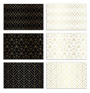 better office products 100-pack all occasion greeting cards, assorted blank note cards, 4 x 6 inch, 6 elegant gold foil geometric designs, blank inside, with envelopes, 100 pack