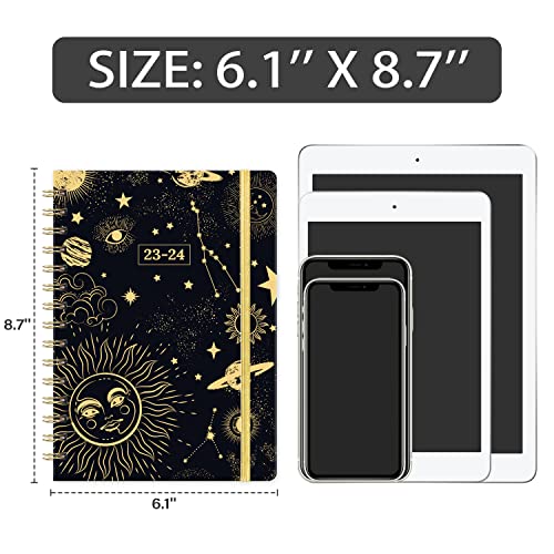 Planner 2023-2024 - Academic Planner 2023-2024, Jul 2023 - Jun 2024, 2023-2024 Planner Weekly and Monthly with Tabs, 6.1" x 8.7", Hardcover with Back Pocket + Thick Paper + Twin-Wire Binding, Daily Organizer - Black