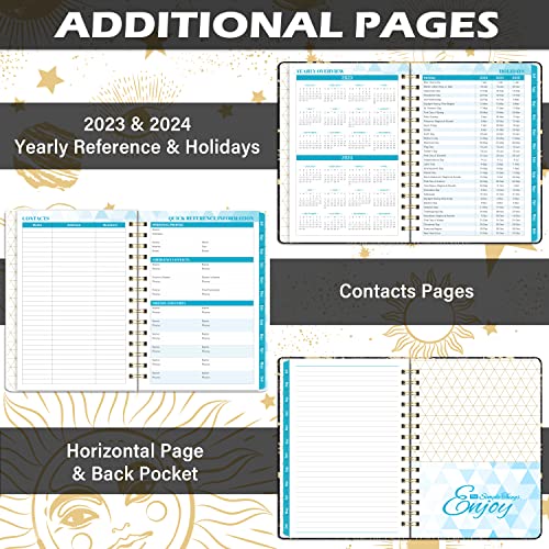 Planner 2023-2024 - Academic Planner 2023-2024, Jul 2023 - Jun 2024, 2023-2024 Planner Weekly and Monthly with Tabs, 6.1" x 8.7", Hardcover with Back Pocket + Thick Paper + Twin-Wire Binding, Daily Organizer - Black