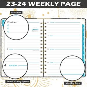 Planner 2023-2024 - Academic Planner 2023-2024, Jul 2023 - Jun 2024, 2023-2024 Planner Weekly and Monthly with Tabs, 6.1" x 8.7", Hardcover with Back Pocket + Thick Paper + Twin-Wire Binding, Daily Organizer - Black