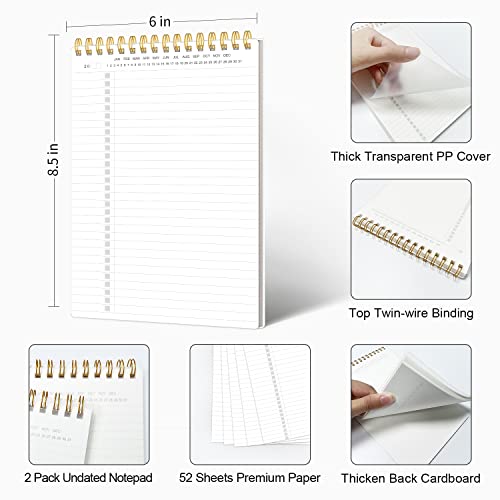 Regolden-Book To Do List Notepad Spiral Planner, Daily Task Tracker with Wide Lined Notebooks, List Maker, Daily Schedule Tracking College Ruled Flexible Cover To Do List Journal, Grocery Checklist for Teacher/Men/Women, 52 Sheets (6"x8.5")2Pack