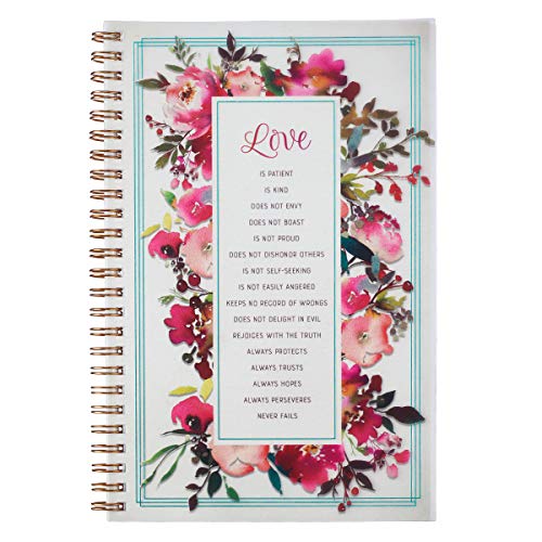 Christian Art Gifts Notebook Love Is Patient Kind I Corinthians 13:4-7 Bible Verse Inspirational Writing Notebook Gratitude Prayer Journal Flexible Cover 128 Ruled Pages w/Scripture, 6 x 8.5 Inches