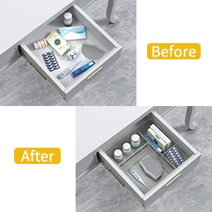 Kzemtcuo 16 Pcs Drawer Organizer 5 Size Acrylic Junk Desk Drawer Organization Separate Makeup Drawers Office Clear Plastic Drawer Organizer for Bathroom Drawer Organizer Built-in Divider Storage Box