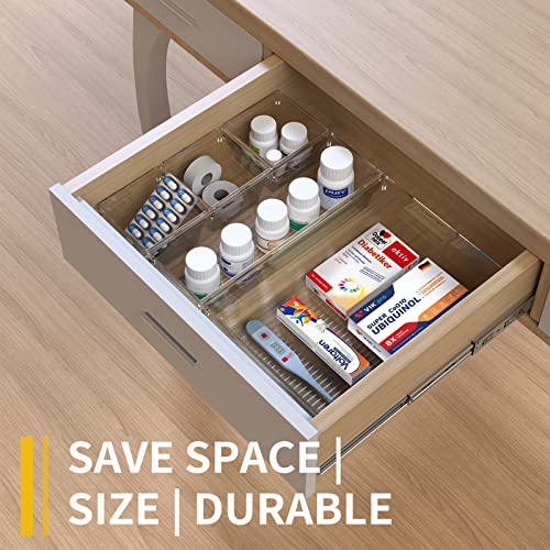 Kzemtcuo 16 Pcs Drawer Organizer 5 Size Acrylic Junk Desk Drawer Organization Separate Makeup Drawers Office Clear Plastic Drawer Organizer for Bathroom Drawer Organizer Built-in Divider Storage Box