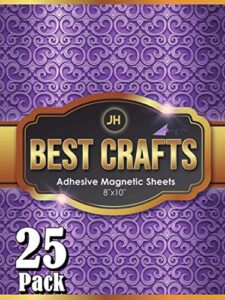 jh best crafts adhesive magnetic sheets | flexible magnet with adhesive backing | 8 x 10 inch magnets for crafts and pictures | cut to any size | pack of 25