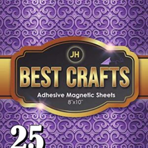 JH Best Crafts Adhesive Magnetic Sheets | Flexible Magnet with Adhesive Backing | 8 x 10 Inch Magnets for Crafts and Pictures | Cut to Any Size | Pack of 25