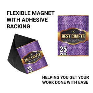 JH Best Crafts Adhesive Magnetic Sheets | Flexible Magnet with Adhesive Backing | 8 x 10 Inch Magnets for Crafts and Pictures | Cut to Any Size | Pack of 25