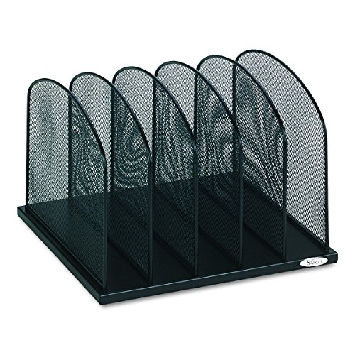 Safco Products Onyx Mesh 5 Sort Vertical Desktop Organizer 3256BL, Black Powder Coat Finish, Durable Steel Mesh Construction