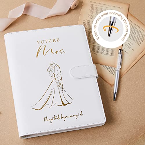 AW BRIDAL Wedding Planner Book and Organizer for The Bride To Be Gifts Future Mrs Gifts Engagement Gifts For Women∣Leather Hardcover Wedding Planning Book Budget Planner Binder with Pen and Gift Box