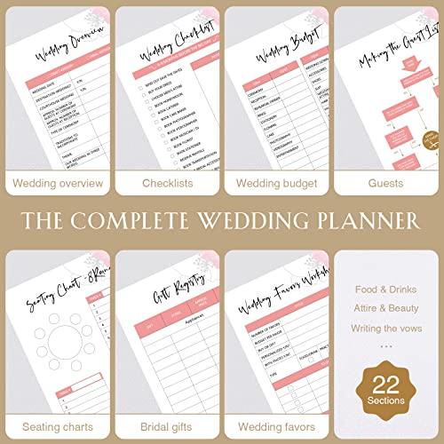 AW BRIDAL Wedding Planner Book and Organizer for The Bride To Be Gifts Future Mrs Gifts Engagement Gifts For Women∣Leather Hardcover Wedding Planning Book Budget Planner Binder with Pen and Gift Box