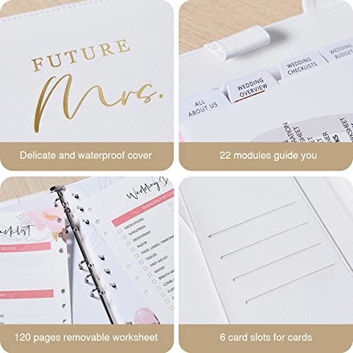 AW BRIDAL Wedding Planner Book and Organizer for The Bride To Be Gifts Future Mrs Gifts Engagement Gifts For Women∣Leather Hardcover Wedding Planning Book Budget Planner Binder with Pen and Gift Box