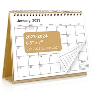 skydue small desk calendar 2023, desk calendar from jan.2023 to jun.2024, 7″ x 8.5″, standing desk calendar with to-do list & notes for kitchen office school