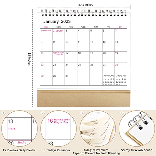 SKYDUE Small Desk Calendar 2023, Desk Calendar from Jan.2023 to Jun.2024, 7" x 8.5", Standing Desk Calendar with To-do List & Notes for Kitchen Office School