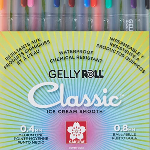 SAKURA Gelly Roll Gel Pens - Medium Point Ink Pen for Journaling, Art, or Drawing - Assorted Colored Ink - 10 Pack