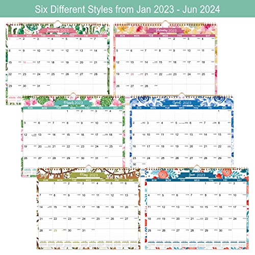 2023-2024 Calendar - Wall Calendar 2023-2024 from January 2023 - June 2024 with Julian Dates, 15" x 11.5", Two-Wire Binding, Ruled Blocks Perfect for Planning and Organizing for Home or Office