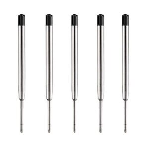 dunbong black ink refill pack of 5, replaceable ballpoint pen refills, medium point metal refill (black)
