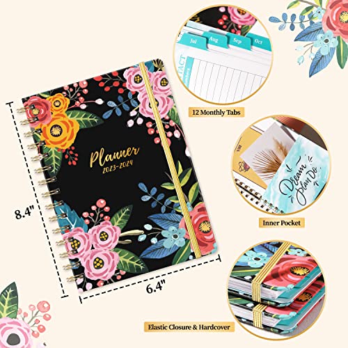 Planner 2023-2024 - July 2023 - June 2024 Weekly Monthly Planner 2023-2024, 6.4 x 8.5 Academic Planner, Calendar Planner 2023-2024 with Monthly Tabs, Hardcover, Elastic Closure