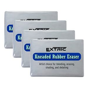 kneaded eraser – 4 pack kneaded erasers for artists – erasers medium size art eraser, gray kneadable erasers, great for artists, sketching, drawing and shading