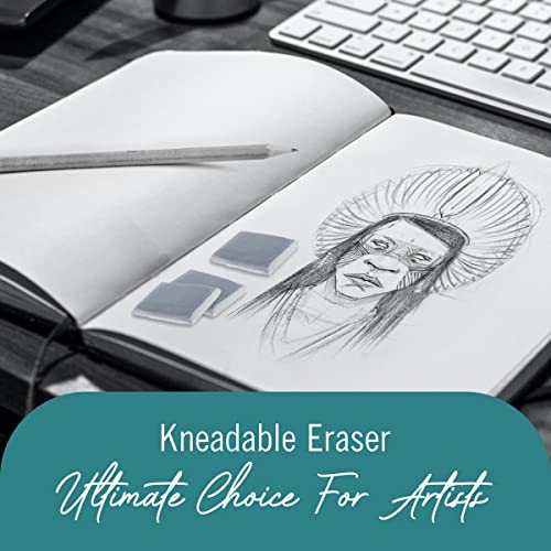 Kneaded Eraser - 4 Pack Kneaded Erasers for Artists - Erasers Medium Size Art Eraser, Gray Kneadable Erasers, Great for Artists, Sketching, Drawing and Shading