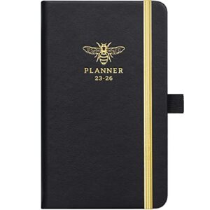 Pocket Planner 2023-2026 - 3 Year Monthly Planner 2023-2026, Jul.2023 - Jun.2026, 6.2" × 4", 3 Year Monthly Planner With 63 Note Page, 2 Bookmarks, Pen Loop, Inner Pocket, Perfect Organizer for Purse - Black Bee