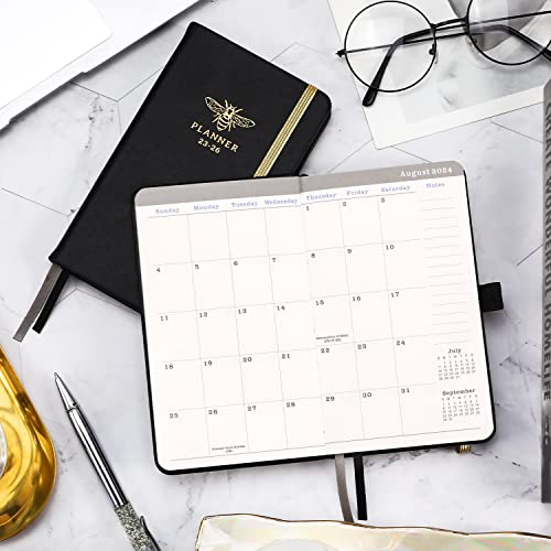 Pocket Planner 2023-2026 - 3 Year Monthly Planner 2023-2026, Jul.2023 - Jun.2026, 6.2" × 4", 3 Year Monthly Planner With 63 Note Page, 2 Bookmarks, Pen Loop, Inner Pocket, Perfect Organizer for Purse - Black Bee