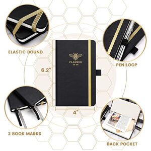 Pocket Planner 2023-2026 - 3 Year Monthly Planner 2023-2026, Jul.2023 - Jun.2026, 6.2" × 4", 3 Year Monthly Planner With 63 Note Page, 2 Bookmarks, Pen Loop, Inner Pocket, Perfect Organizer for Purse - Black Bee