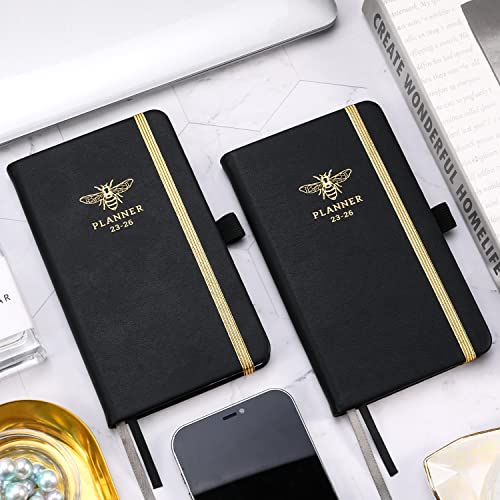 Pocket Planner 2023-2026 - 3 Year Monthly Planner 2023-2026, Jul.2023 - Jun.2026, 6.2" × 4", 3 Year Monthly Planner With 63 Note Page, 2 Bookmarks, Pen Loop, Inner Pocket, Perfect Organizer for Purse - Black Bee