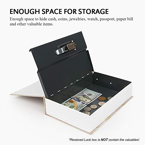 KYODOLED Diversion Book Safe with Combination Lock,Money Hiding Box,Safe Secret Hidden Metal Lock Box,Collection Box,9.5" x 6.2" x 2 .2",France