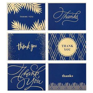 Hallmark Thank You Cards Assortment, Gold and Navy (120 Thank You Notes with Envelopes for Wedding, Bridal Shower, Baby Shower, Business, Graduation)