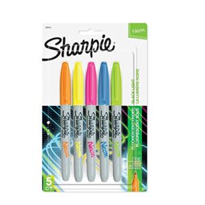 sharpie 1874447 neon permanent markers, fine point, assorted colors, 5 count