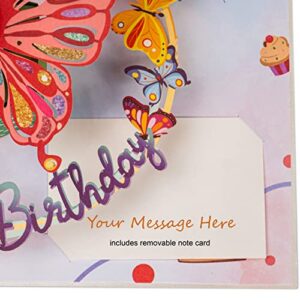 Paper Love 3D Pop Up Birthday Card, Butterfly, For Adults and Kids - 5" x 7" Cover - Includes Envelope and Note Tag