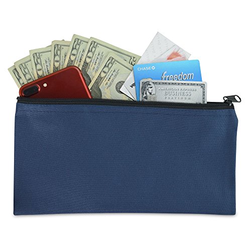 DALIX Bank Bags Money Pouch Security Deposit Utility Zipper Coin Bag Blue 2 Pack